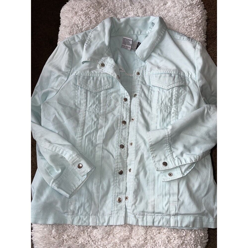 Lana Sport Women’s Sz. 14 Denim Style Fine Striped Jacket. Cute